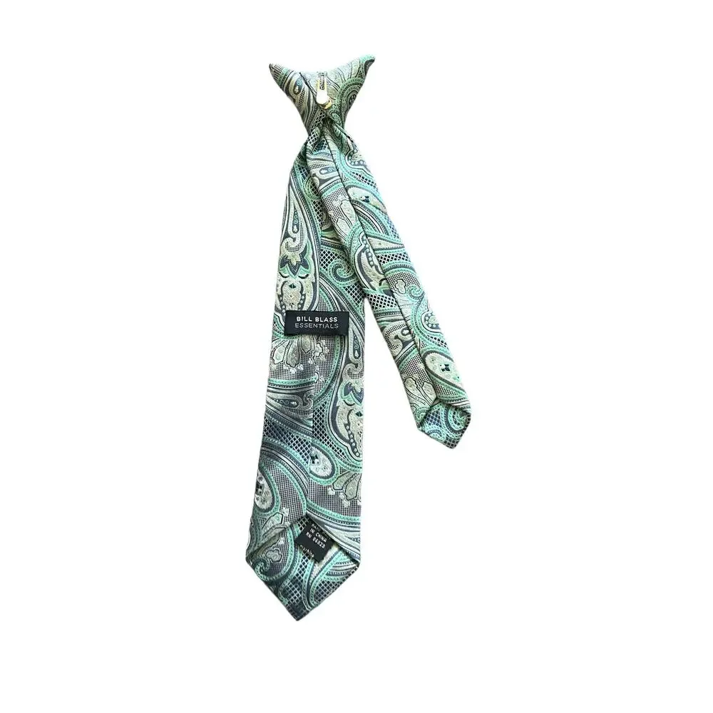 Bill Blass Essential ,George Boys Tie 3 Piece Red/ Gray Stripes, Paisley Blue
